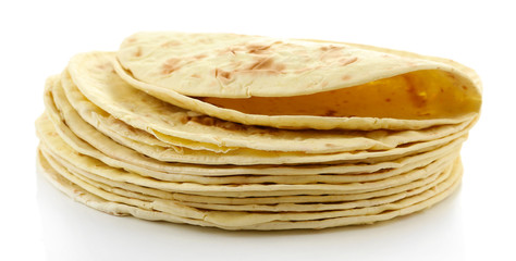 Flour tortillas isolated on white