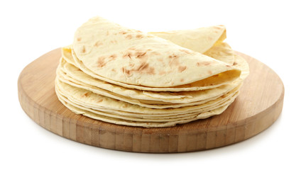 Flour tortillas isolated on white