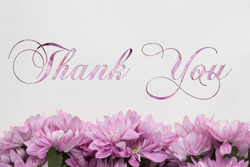 Thank you card Flowers on white background 