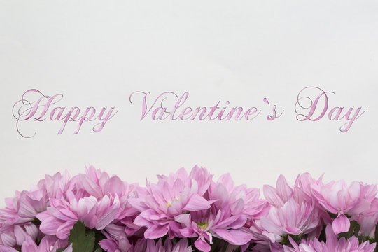 Happy Valentine s day Flowers on white background 