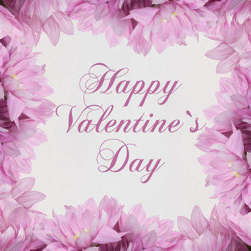 Happy Valentine s day Flowers frame on white background 