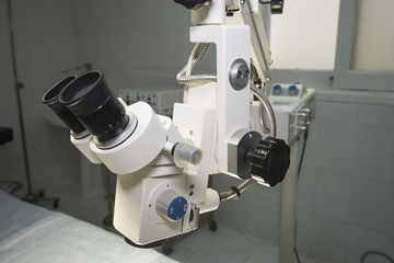 Hi-tech microscope in an operating room