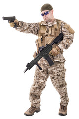 Soldier in uniform, ready to fight