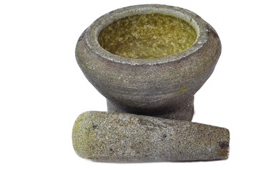 Malay traditional stone mortar for crushing onions and chilies