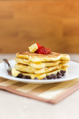 Pancake Stack with strawberry jam