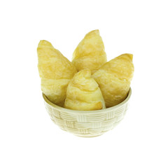 Fresh croissants isolated on white background. French roll