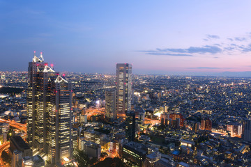 Fototapeta na wymiar 新宿高層ビルから望む　東京街並全景　世田谷　渋谷　横浜方面