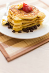 Pancake Stack with strawberry jam