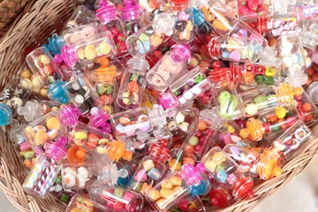Fototapeta na wymiar Colorful plastic toys for sale