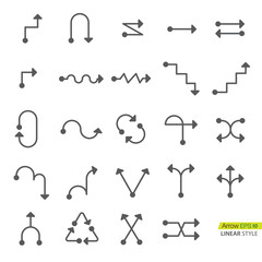 Vector : Set of arrow in linear style icon