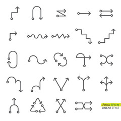 Vector : Set of arrow in linear style icon