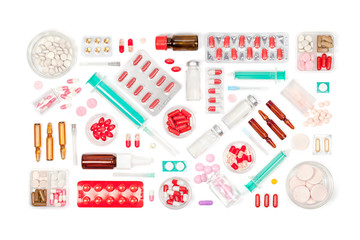 pills on white background