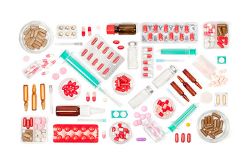 pills on white background