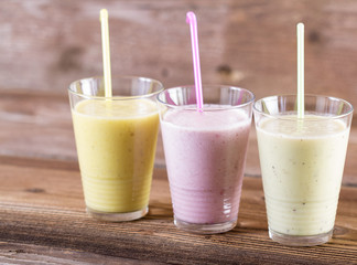 Milk shakes from different fruits