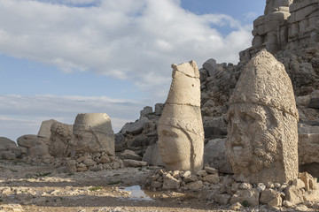 Stone head statues at Nemrut Mountain in Turkey