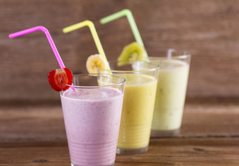 Milk shakes from different fruits