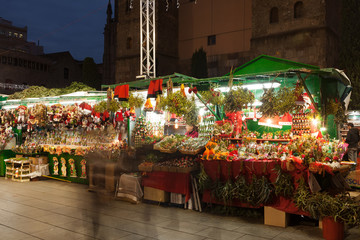   Christmas market in Barcelona, Spain