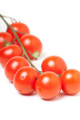 Bunch of Red Cherry Tomatoes on White Background