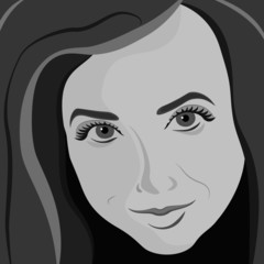 Monochrome girl's face portrait