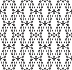 Black and white geometric seamless pattern with line.