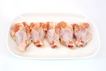 Fresh raw chicken wings isolate on white background ready to be