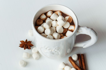 Spicy hot cocoa with marshmallows