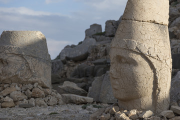 Stone head statues at Nemrut Mountain in Turkey