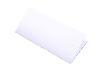 Blank Trifold Paper Brochure On White Background With Soft Shado