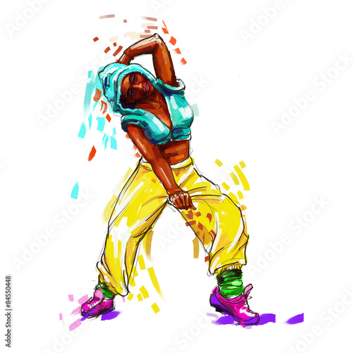 "hip hop dancer digital painting / hip hop girl" Stock ...