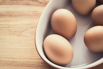Organic eggs, clean eating concept, colorised image