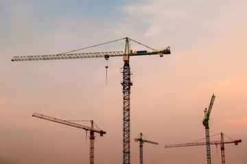 Industrial landscape with  cranes
