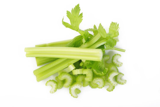 fresh celery isolated on white