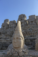 Stone head statues at Nemrut Mountain in Turkey
