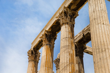 Temple of the Olympian Zeus and the Acropolis in Athens, Greece