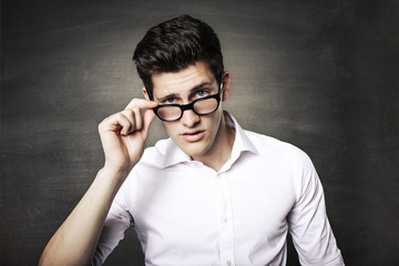 Man with a kind of uncomprehending 