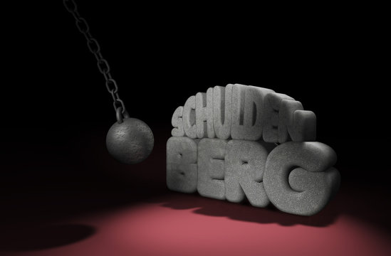 Schuldenberg Typo Abrissbirne