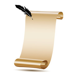 Gold paper scroll on white