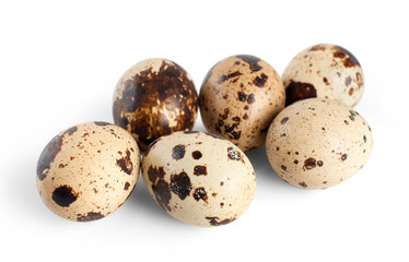 Quail eggs isolated on white background