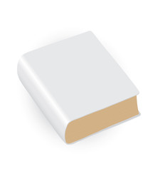 Blank book with white cover on white background.