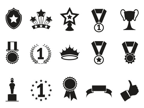 black award icons set