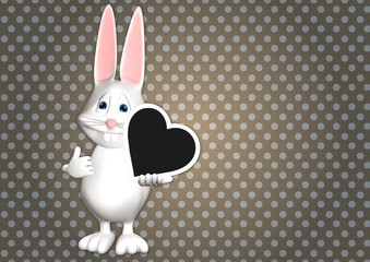 Hase Tafel Herz Platzhalter 3D weiß zeigen Comic