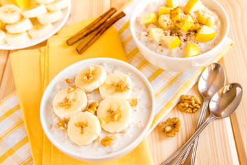 Oatmeal porridge with fruits and nuts