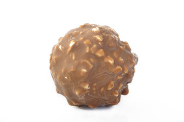 chocolate ball on white background