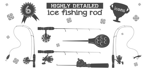 ice fishing rod icons