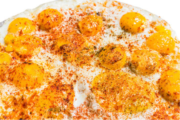 Quail egg omelette isolated with clipping path