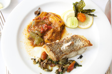 seabass steak cooked in french style