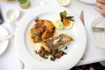 seabass steak cooked in french style