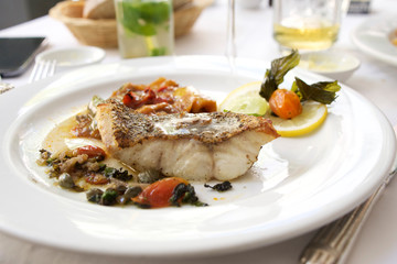 seabass steak cooked in french style