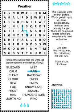 Weather wordsearch puzzle
