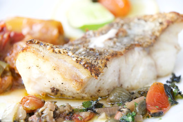 seabass steak cooked in french style